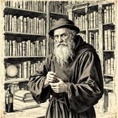 An illustration representing William of Ockham, the medieval friar.