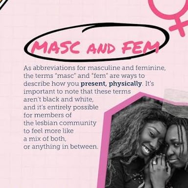 A dictionary-style reference showing “fem.” and “masc.” as abbreviations.