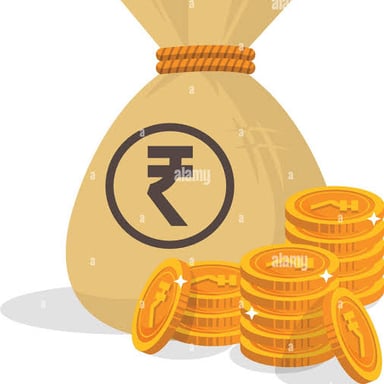 Indian rupee banknotes beside the ₹ symbol.