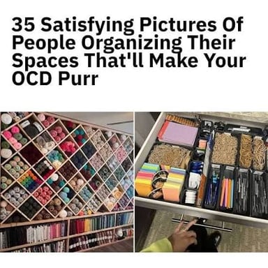 A person arranging objects with excessive attention to detail
