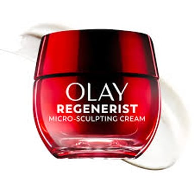 Olay skincare products marketed for anti-aging care.
