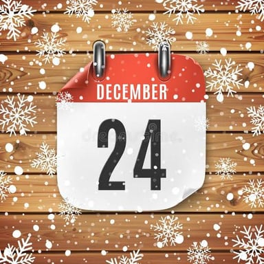 An evening scene representing Christmas Eve, the night before Christmas Day