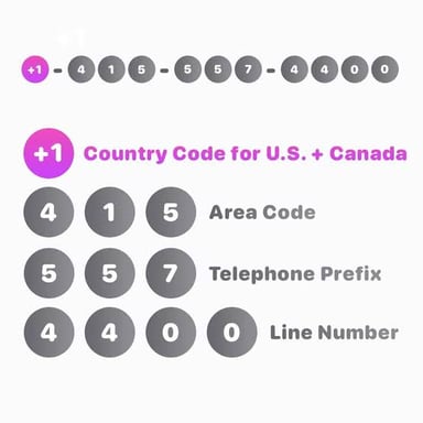 A telephone number beginning with the +1 country calling code