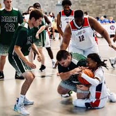 A sports team competing on a field.