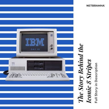 IBM's familiar blue striped wordmark.