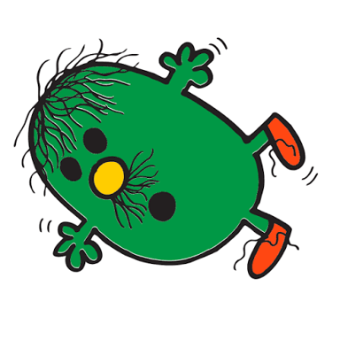 A cartoon figure behaving clumsily and foolishly