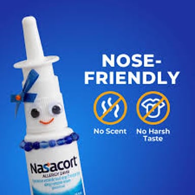 A nasal spray bottle, representing medicine delivered through the nose.