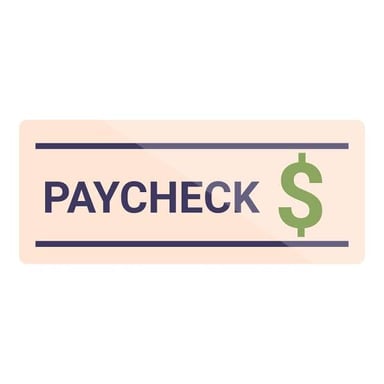 A paycheck representing income earned from work.