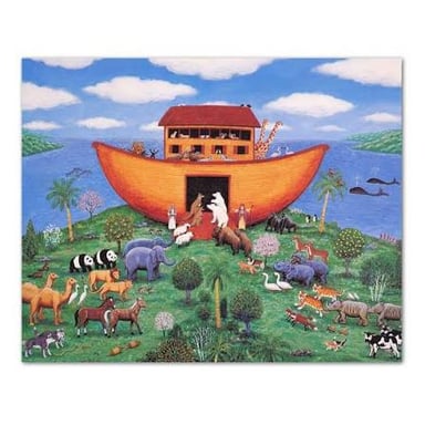 An illustration of Noah’s Ark with animals aboard