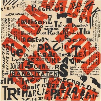 An example of Dada collage art combining images and text in an unconventional composition.