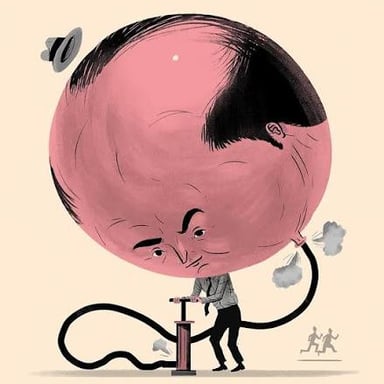 A playful illustration suggesting someone’s self-importance has grown.