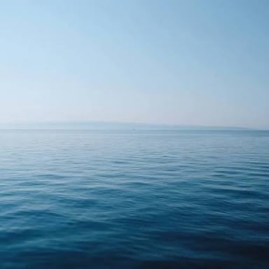 A wide blue sea meeting the horizon.