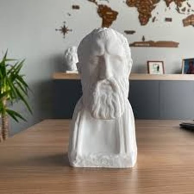 An artistic bust depicting Zeno of Citium.