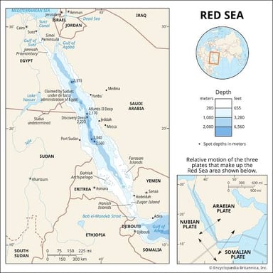 A sea-green color swatch beside a map labeling the Red Sea.