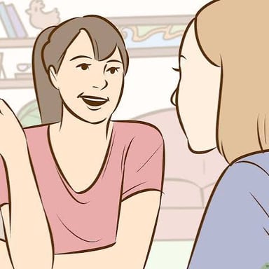 One person watching another speaker’s mouth to understand what they are saying.