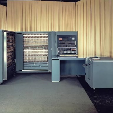 An early IBM mainframe computer, representing the company’s role in the history of computing.