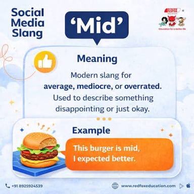 The slang word “mid” describing something as merely mediocre.