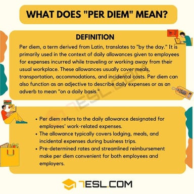 Travel expense documents representing a daily per diem allowance.