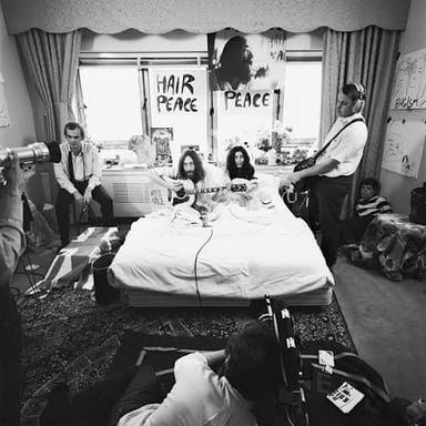 Yoko Ono and John Lennon during their 1969 bed-in for peace.
