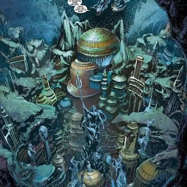 Atlantis, the fictional underwater kingdom associated with Aquaman.