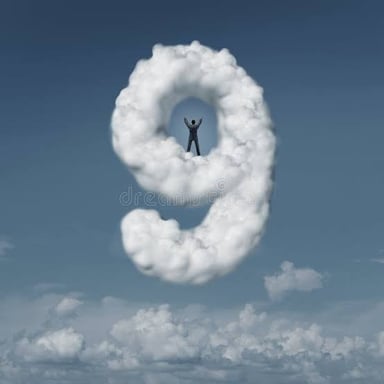 An illustration of someone feeling elated among clouds, evoking the phrase “cloud nine.”