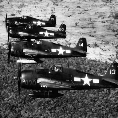 A Grumman F6F Hellcat, the U.S. Navy fighter aircraft used during World War II.