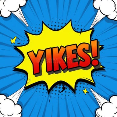 A speech bubble reading “Yikes!” conveys surprise or alarm.