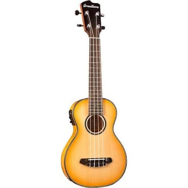 A ukulele, the small four-string instrument sometimes called a uke.