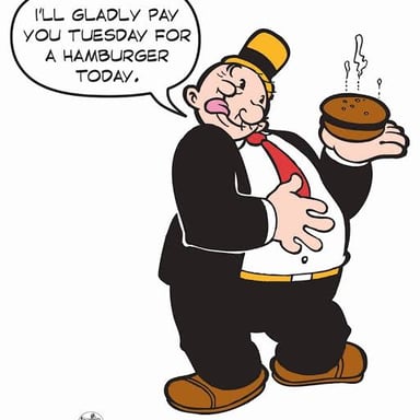 Popeye, the sailor comic-strip character, alongside his companion Wimpy.