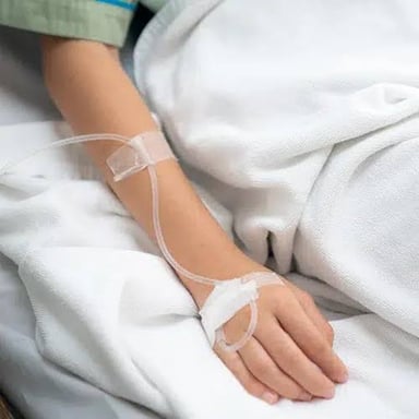 An intravenous drip in a hospital emergency room