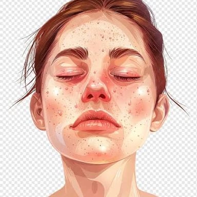 An illustration showing acne blemishes on facial skin.