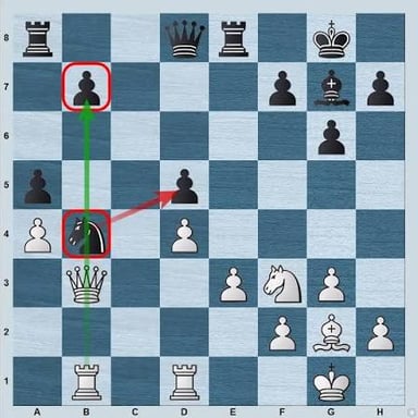 A chess player considering a move on the board.
