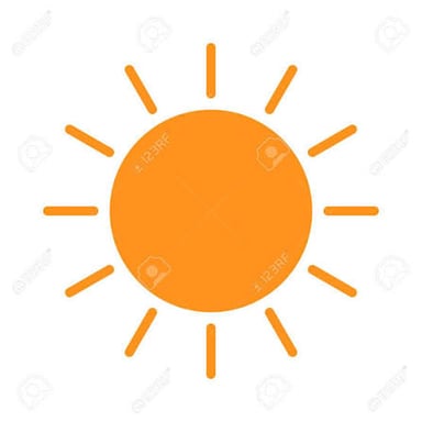 Sun symbols commonly used to represent clear or fair weather.