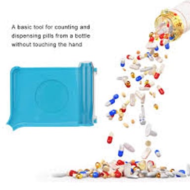 A pharmacist preparing prescription medication at a pharmacy.