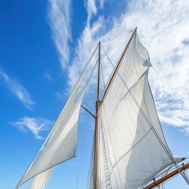A sail opening out as the wind catches it.