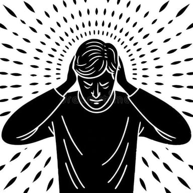 A person covering their ears in response to overwhelming noise.