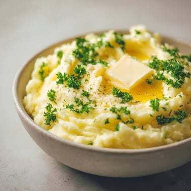 A bowl of mashed potatoes.