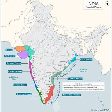 Map showing Kerala on the southwestern coast of India
