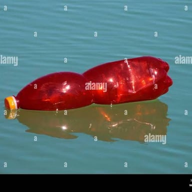 An object resting on the surface of calm water.