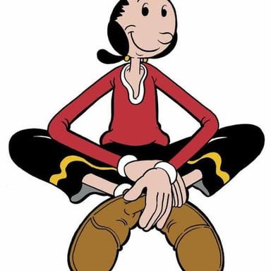 A full-body depiction of Olive Oyl with exaggeratedly large feet.