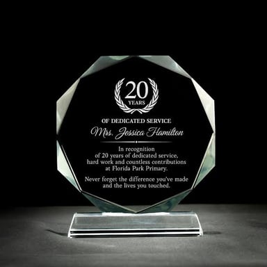 An employee being recognized for long service at work.