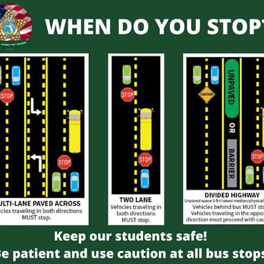 Buses serving the same route at a transit stop.