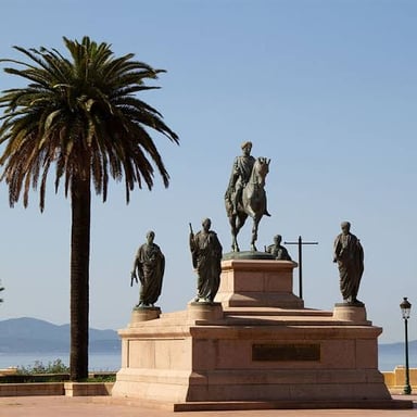 A statue of Napoleon in Ajaccio, Corsica, his birthplace.