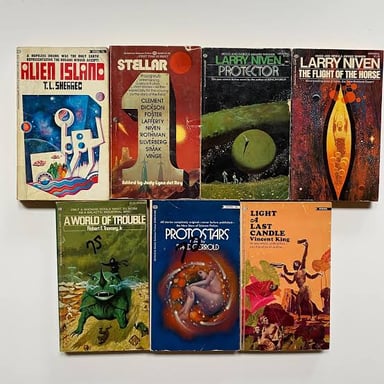 Vintage science-fiction paperbacks published by Ballantine Books.