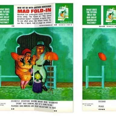 A Mad magazine cover opened to show its foldout gatefold.
