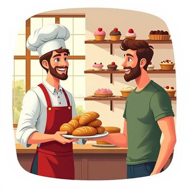 A bakery customer receiving an extra pastry with a purchase.