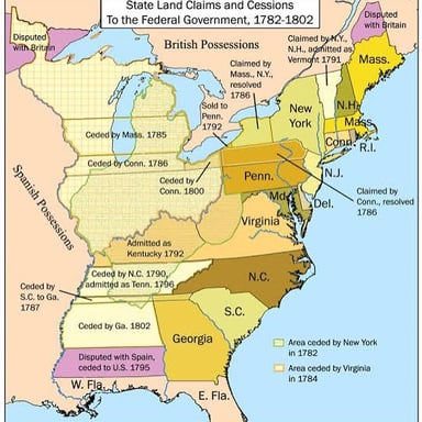 A historical map showing Georgia among the original thirteen American colonies.