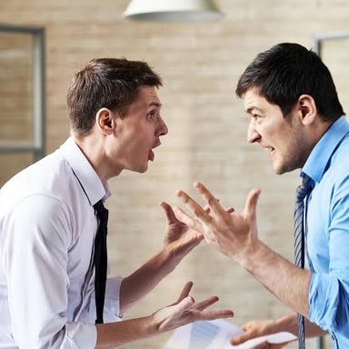 Two people engaged in a brief disagreement
