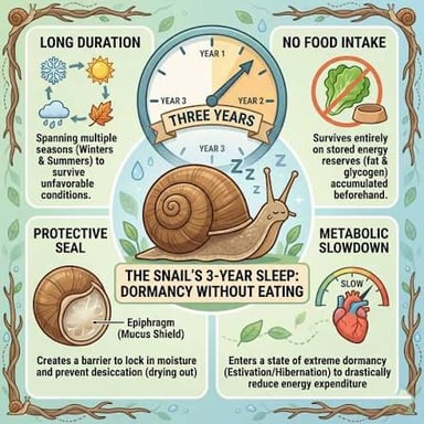 A snail resting in a dormant state during hot, dry weather.