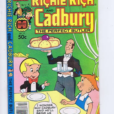 An illustration of Cadbury, the butler associated with the fictional character Richie Rich.